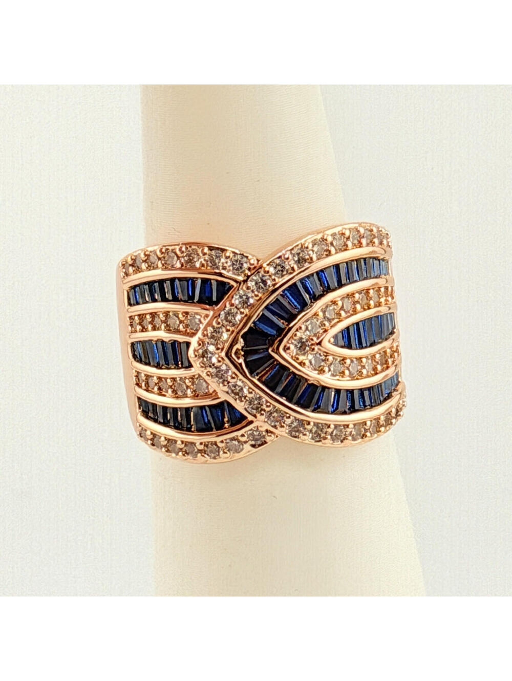 Bomb Party September Sz 8 "Written In Smoke" Lab Created Sapphire on Rose Gold